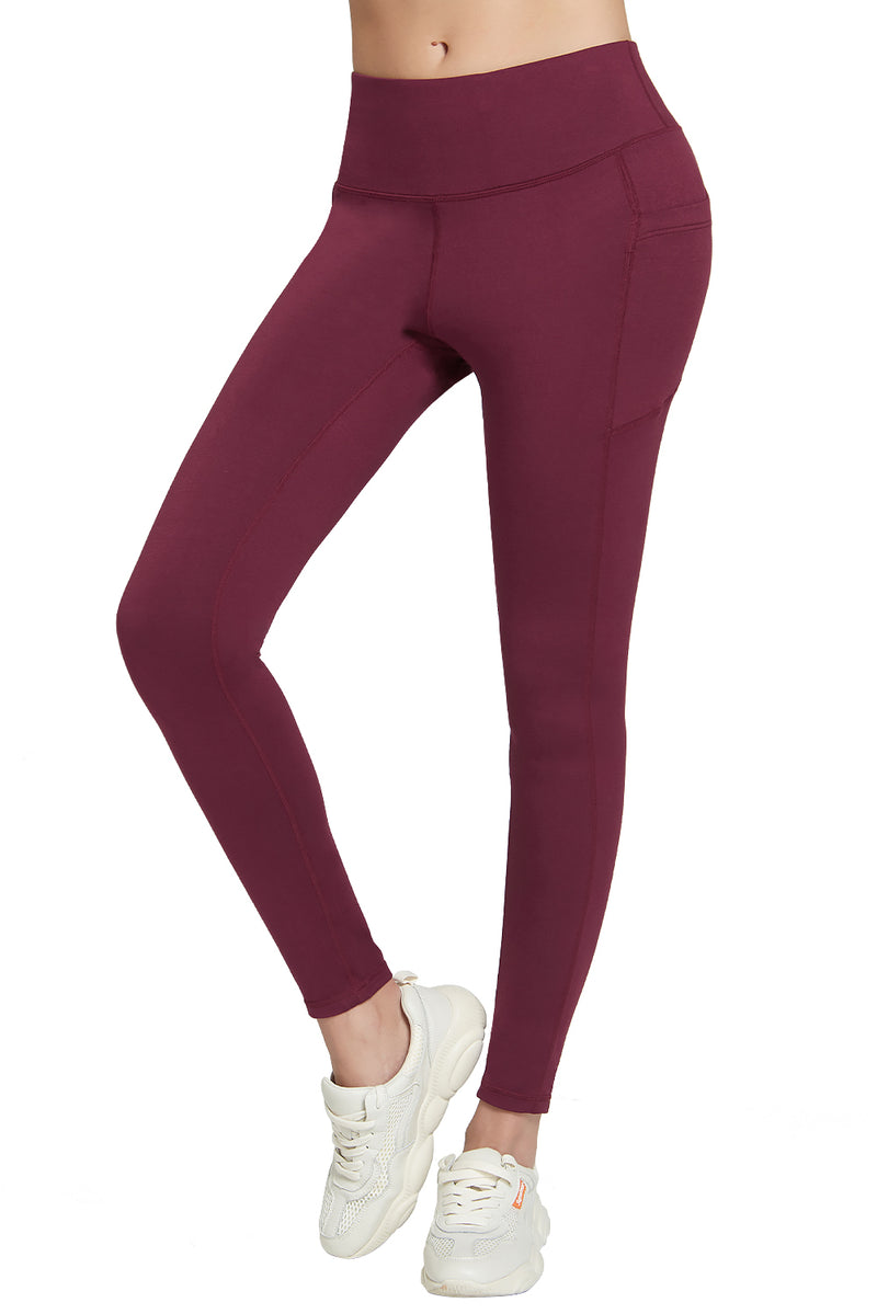 Mango High Waist Yoga Pants Red Wine
