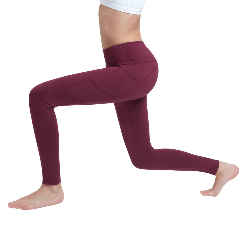 Mango High Waist Yoga Pants Red Wine
